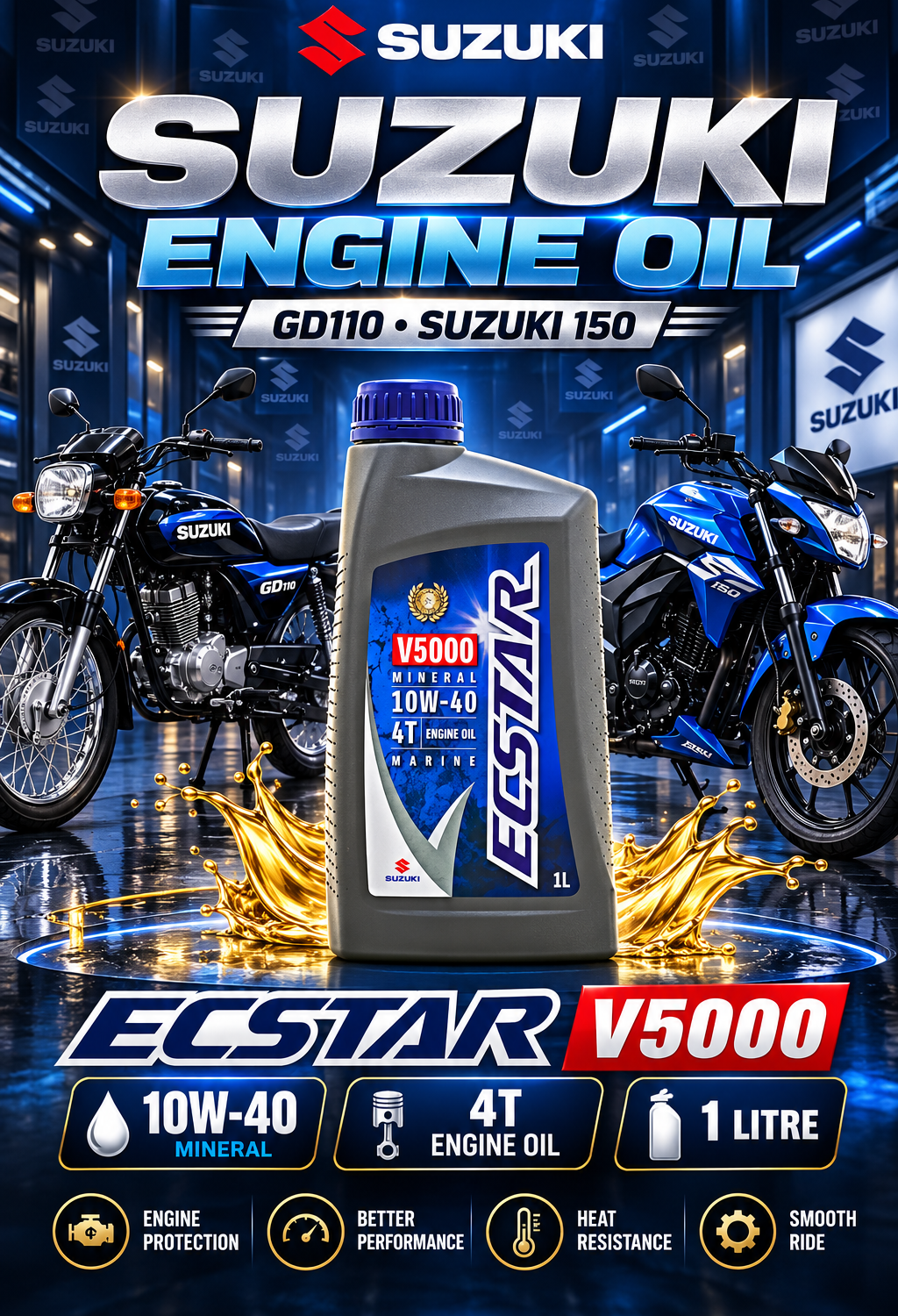 Ecstar Engine Oil OBM V5000 Sm 10W40 1.0L - -Genuine- 99EB3C10W40KSM1