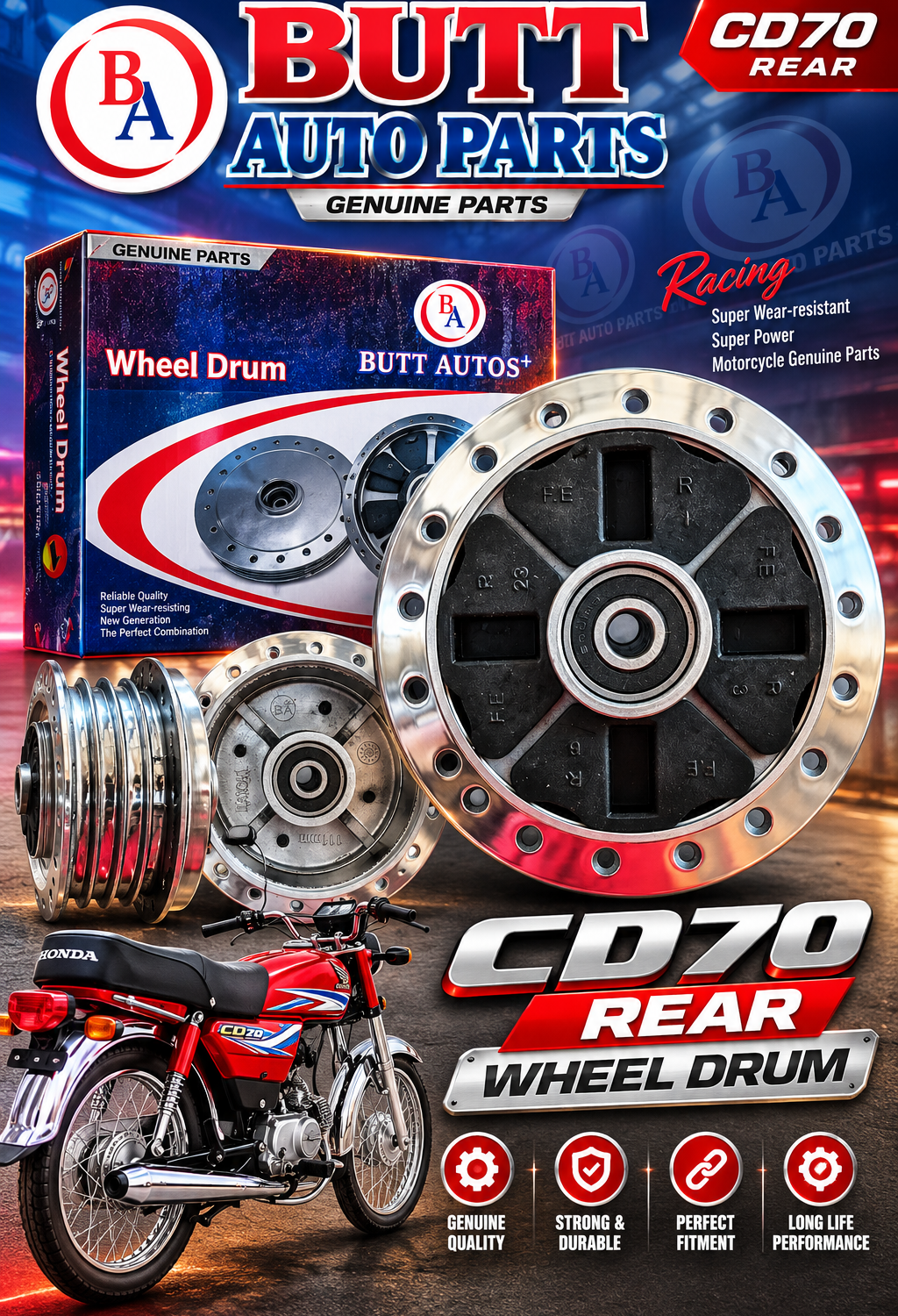 WHEEL DRUM REAR CDI70