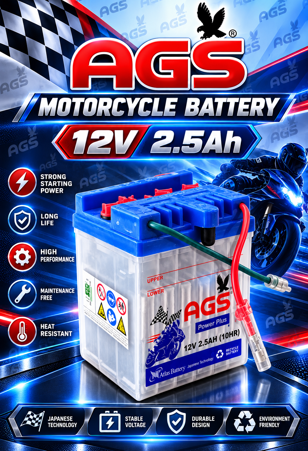 BATTERY 12V 2.5AMP. AGS